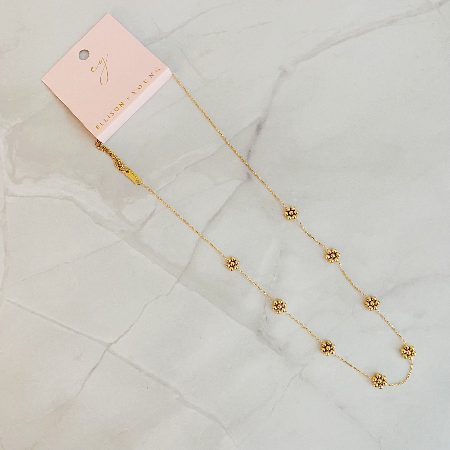 Dainty Golden Bead Flower Necklace