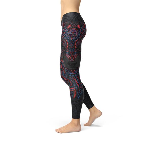 Womens Oriental Black Wolf Leggings